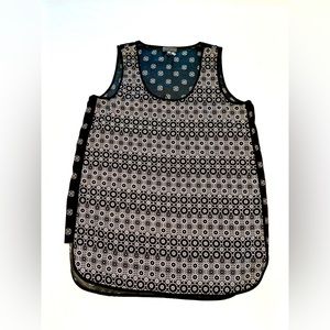 Vince Camuto Small Mixed Print Tank Sleeveless Blouse Black White